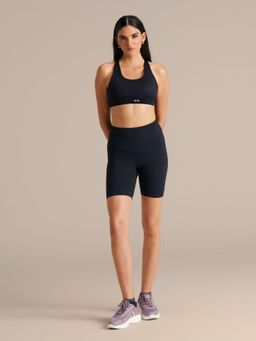 STRCH - Black Solid Slim Fit High Rise Shorts