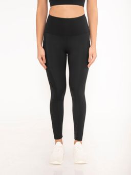STRCH - Black Solid Nylon High Rise Leggings