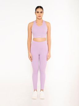STRCH - Lavender Solid Nylon High Rise Leggings