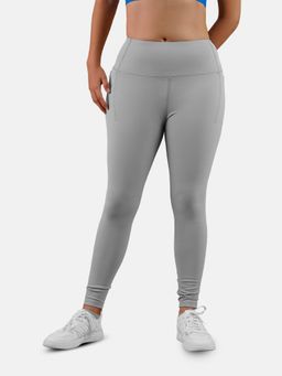 STRCH - Grey Solid Nylon High Rise Leggings
