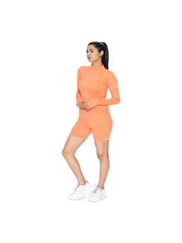 STRCH - Orange Solid Slim Fit High Rise Shorts