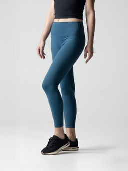 STRCH - Blue Solid High Rise Gym Leggings