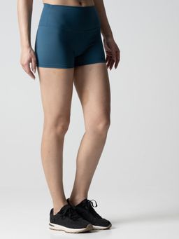 STRCH - Blue Solid Regular Fit High Rise Running Shorts