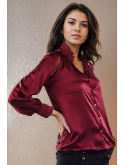 Fawn 24 - Wine Satin Shirt