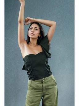 Fawn 24 - Green Noir Ruched Top