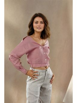 Fawn 24 - Ruched Mauve Shirt