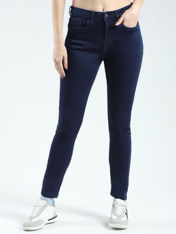 Monte Carlo - Blue Womens Solid Slim Fit Jeans