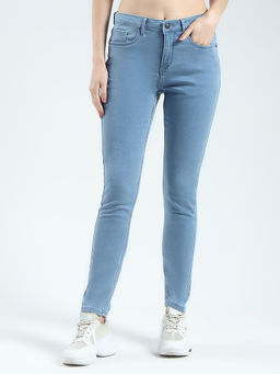 Monte Carlo - Blue Womens Solid Slim Fit Jeans