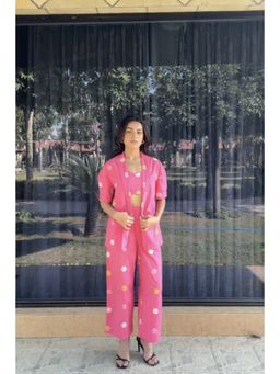 HOUSE OF SAL - Pink Embroidered Co Ord (Set of 3)