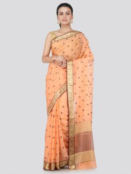 PinkLoom - Women's Chiffon Saree With Unstitched Blouse Piece,Beige