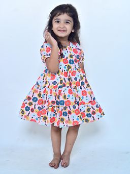 ARTH LIFE - Girls Multi-Color Flower Printed Blooming Dress