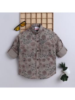 BAATCHEET - Boys Cotton Full Sleeves Floral Printed Shirt - Beige