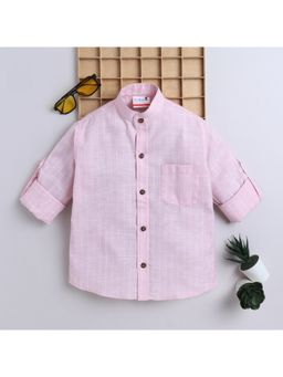 BAATCHEET - Boys Cotton Linen Full Sleeves Striped Shirt - Pink