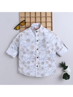 BAATCHEET - Boys Cotton Full Sleeves Floral Printed Shirt - White