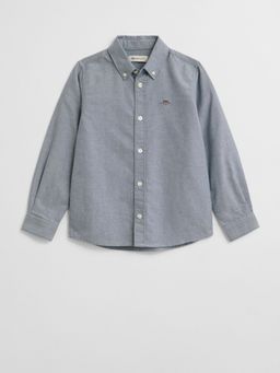 GANT - Boys Blue Solid Collar Regular Fit Flannel Shirt