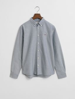 GANT - Boys Grey Solid Collar Regular Fit Flannel Shirt