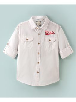 Infinity - Boys White Cotton Embroidered Full Sleeves Shirt