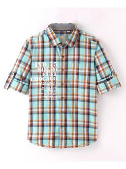 Infinity - Boys Blue Cotton Full Sleeves Checks Shirt