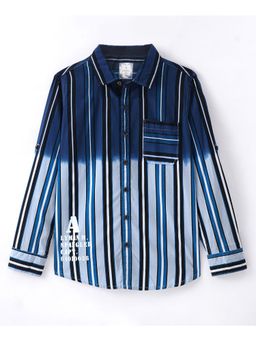 Infinity - Boys Blue Cotton Full Sleeves Striped Shirt
