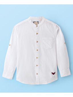 Infinity - Boys White Oxford Cotton Solid Full Sleeves Shirt