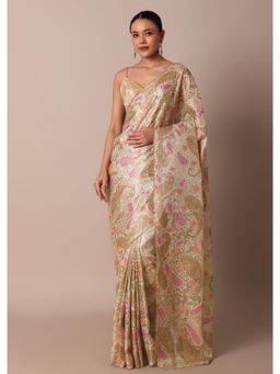 KALKI FASHION - Intricate Zari Embellishments Gold Chanderi Silk Saree with Unstitched Blouse Piece