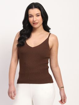 Global Republic - Women Viscose Blend Textured Dual Neck Camisole Top