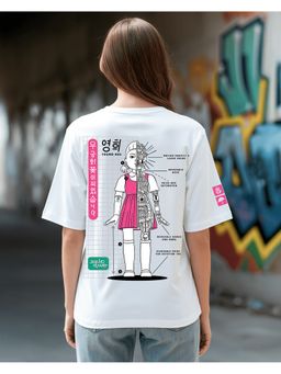 Bewakoof - Squid Game Women White Elimination Graphic Printed Oversized T-Shirt