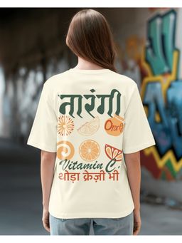 Bewakoof - Women Beige Vitamin C Graphic Printed Oversized T-shirt