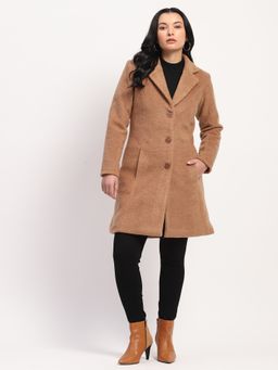 Global Republic - Women Polyester Solid Notch Lapel Collar Winter Coat