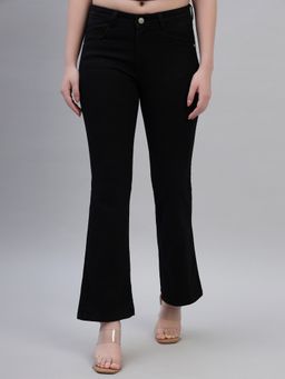 Cantabil - Women Black Cotton No Fade Regular Fit Jeans