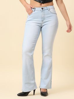 Cantabil - Women Blue Cotton Heavy Fade Regular Fit Jeans