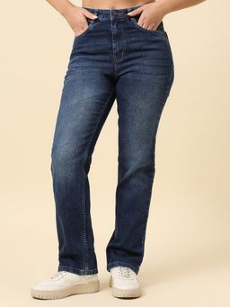 Cantabil - Women' Blue Cotton Light Fade Regular Fit Jeans