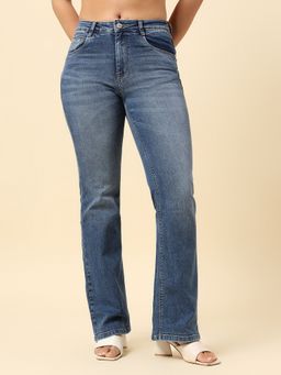 Cantabil - Women Blue Cotton Light Fade Regular Fit Jeans