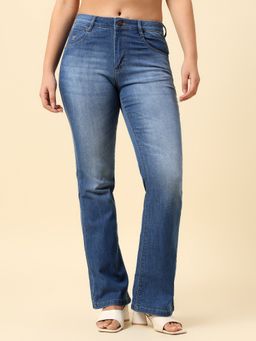 Cantabil - Women Blue Cotton Light Fade Regular Fit Jeans