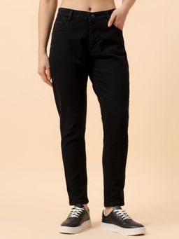 Cantabil - Women Black Cotton No Fade Regular Fit Jeans