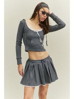 Bonkers Corner - Women Peppy Grey Cropped Hoodie