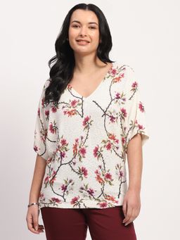 Global Republic - Women Polyester Blend Floral Print V-Neck Top