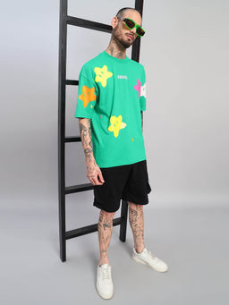 Griffel - Green Printed Oversized T-shirt and Shorts
