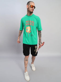 Griffel - Green Printed Oversized T-shirt and Shorts