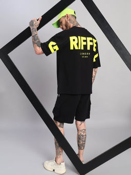 Griffel - Black Printed Oversized T-shirt and Shorts