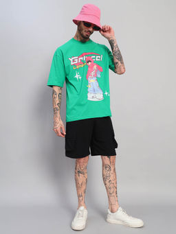 Griffel - Green Printed Oversized T-shirt and Shorts