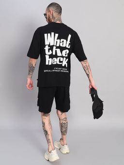 Griffel - Black Printed Oversized T-shirt and Shorts