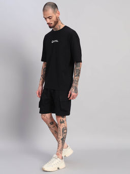 Griffel - Black Printed Oversized T-shirt and Shorts