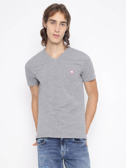 Guess - Grey Solid Slim Fit T-Shirt