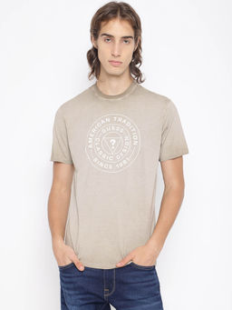 Guess - Beige Printed Regular Fit T-Shirt