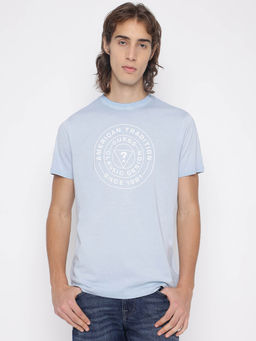 Guess - Blue Printed Regular Fit T-Shirt
