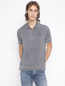 Guess - Grey Solid Slim Fit Polo T-Shirt