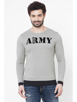 ROOKIES - Grey Printed Slim Fit T-shirt