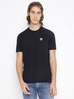 Guess - Black Solid Regular Fit T-Shirt