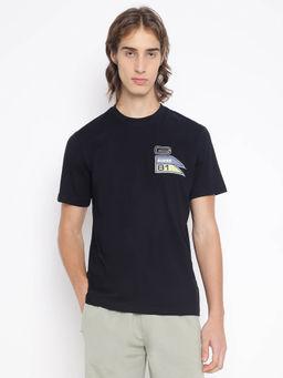 Guess - Black Solid Regular Fit T-Shirt